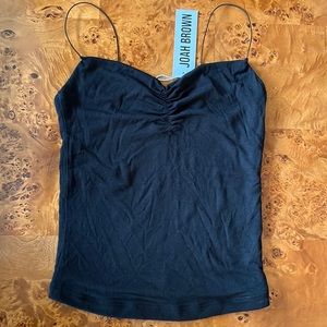 JOAH BROWN cinched cami w spaghetti straps | black